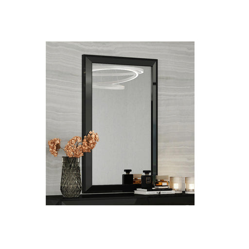 Whiteline Modern Abrazo High Gloss Black Rectangular Wall Mirror 