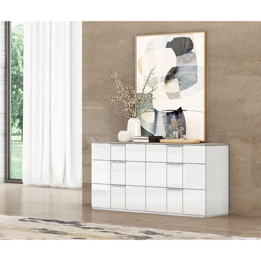 Whiteline Modern Daisy White High Glass Dresser 