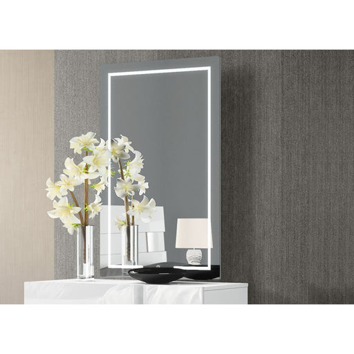 Whiteline Modern Daisy Rectangular Wall Mirror w/ LED Light