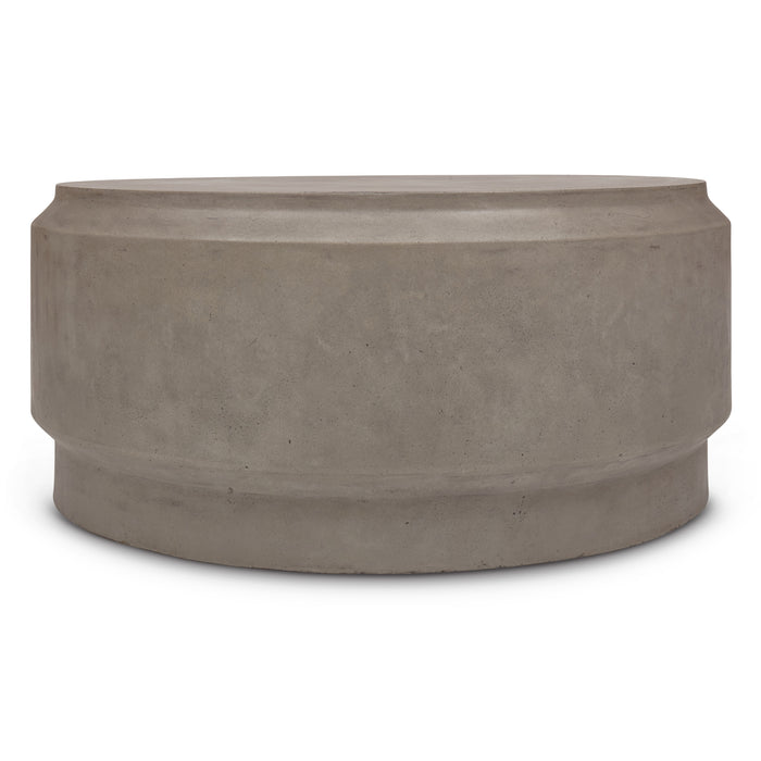 Urbia Modern Barrel Round Concrete Grey Coffee Table