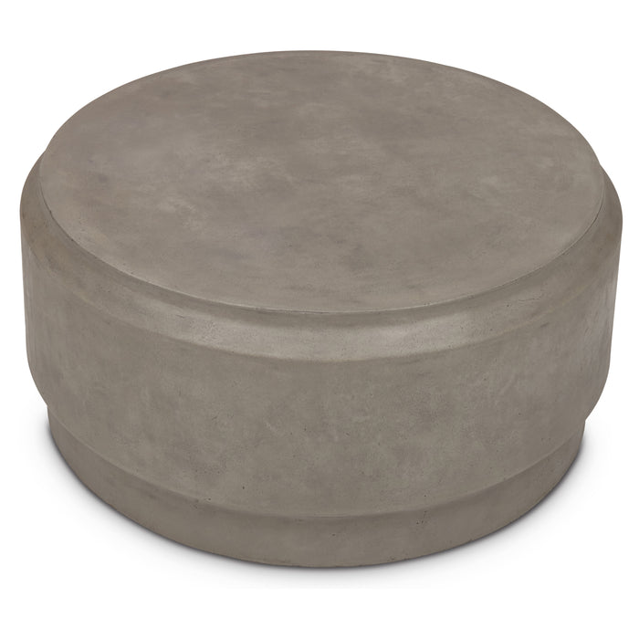 Urbia Modern Barrel Round Concrete Grey Coffee Table