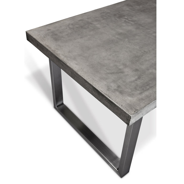 Urbia Mixx Miller Concrete Dining Table Brushed Stainless Steel Frame Dark Grey