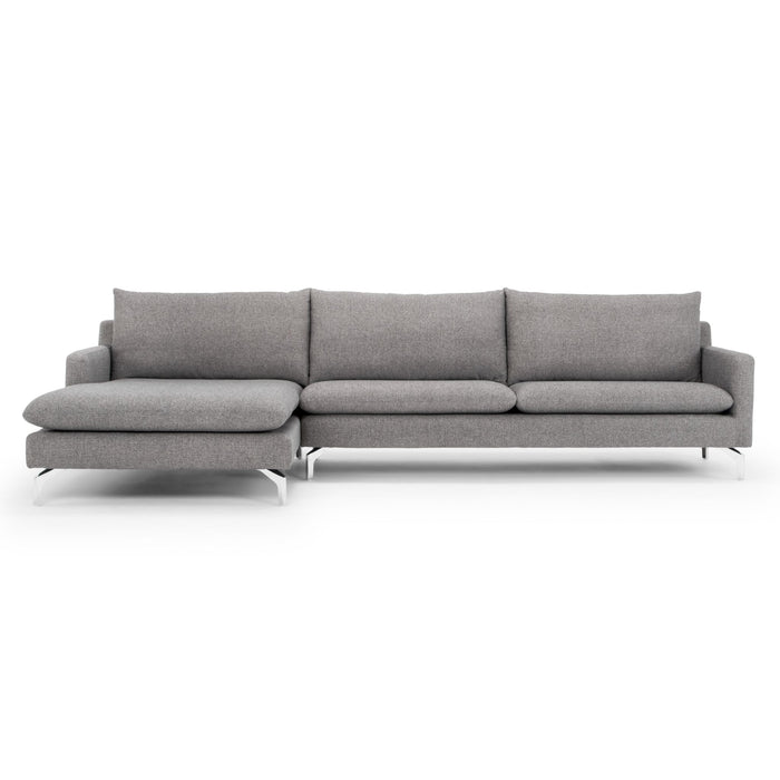 Urbia Modern Anderson Chaise Sectional LAF Beige Upholstery Chrome Legs