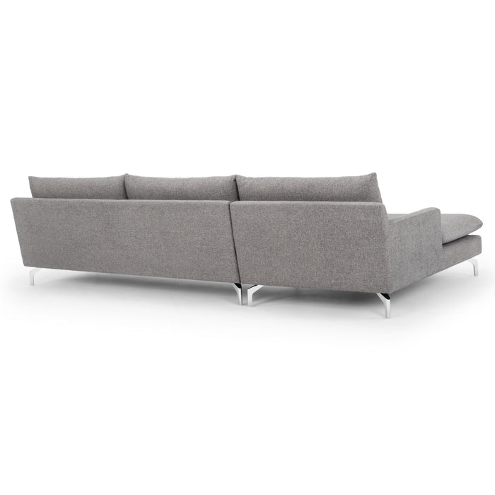 Urbia Modern Anderson Chaise Sectional LAF Beige Upholstery Chrome Legs