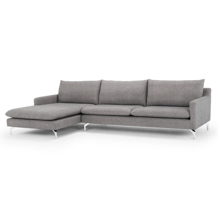 Urbia Modern Anderson Chaise Sectional LAF Beige Upholstery Chrome Legs