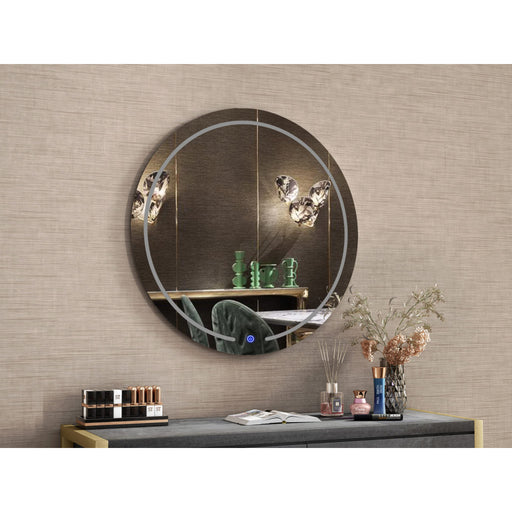 Whiteline Modern Valerie Round Mirror w/ LED Light