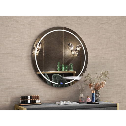 Whiteline Modern Valerie Round Mirror w/ LED Light