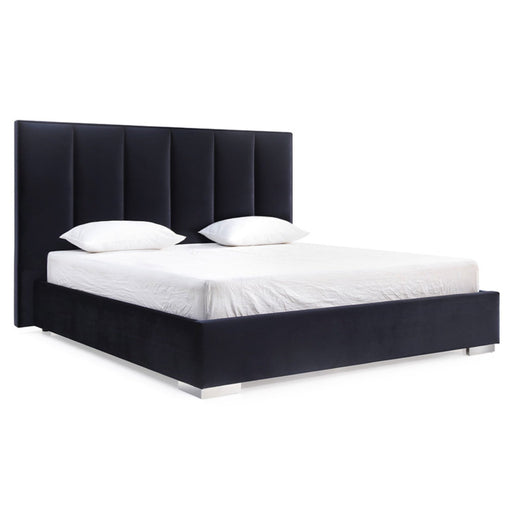 Whiteline Modern Velvet Upholstered Fabric Queen Size Bed