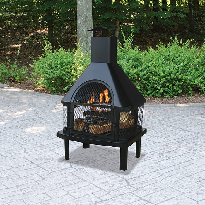 Mr. Bar-B-Q Black Wood Burning Outdoor Fire Pit