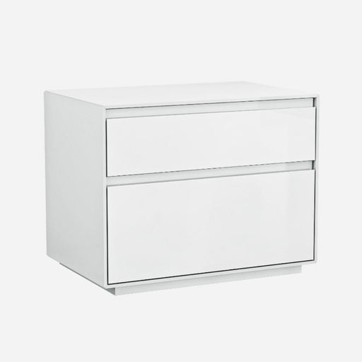 Whiteline Modern Malibu White High Gloss Finish Nightstand 