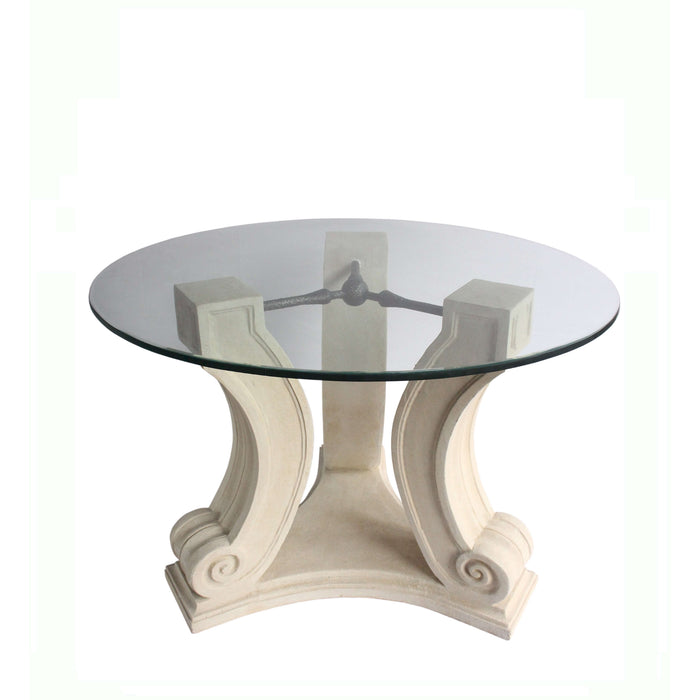 Anderson Teak Regency Round Glass Top Stone Dining Table