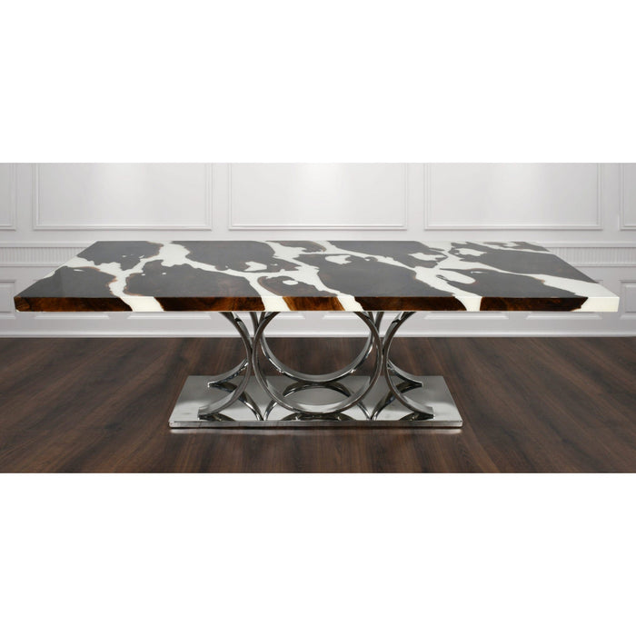 AFD Dining Table Floating Teak Table with Stainless Base