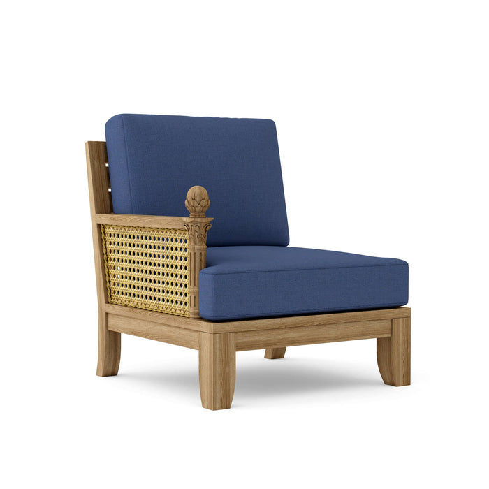 Anderson Teak Arm Chair Navy Anderson Teak Luxe Outdoor Wood Deep Seating Right Modular