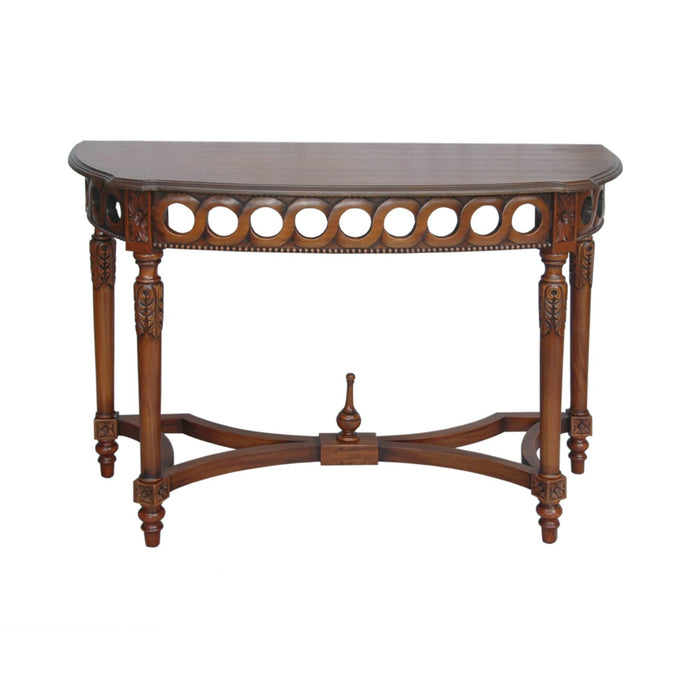 Anderson Teak Console Table Anderson Teak Neoclassical Demilune Wood Console Table