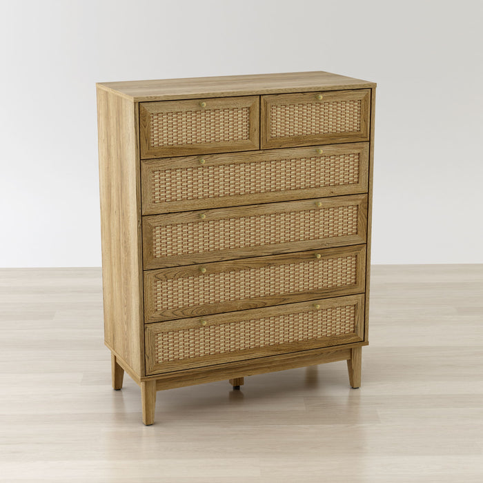 Anderson Teak Dresser Anderson Teak Bodrum Natural Beige Wood 6-Drawer Chest