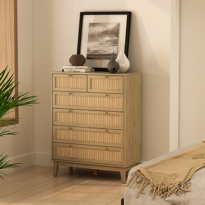 Anderson Teak Dresser Anderson Teak Bodrum Natural Beige Wood 6-Drawer Chest