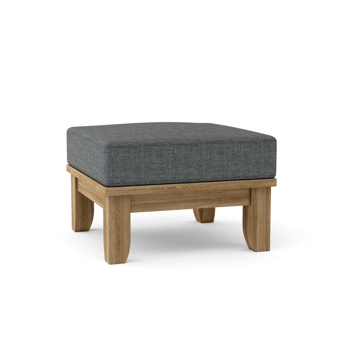 Anderson Teak Ottoman Charcoal Anderson Teak Luxe Outdoor Wood Ottoman with Cushion