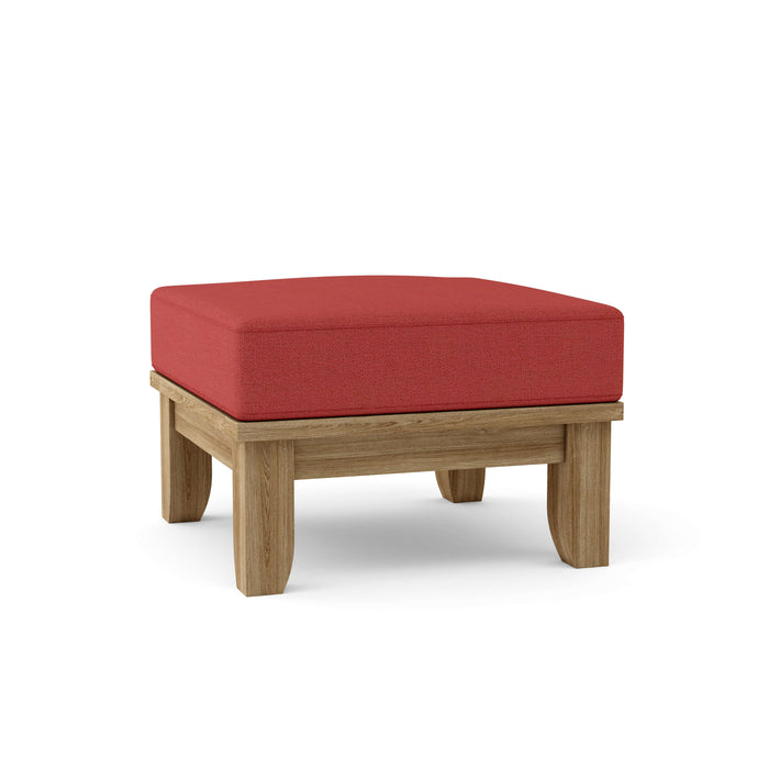 Anderson Teak Ottoman Pomegranate Anderson Teak Luxe Outdoor Wood Ottoman with Cushion