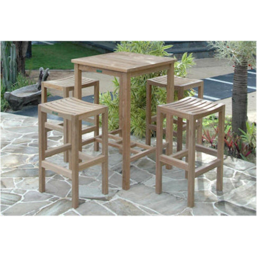 Anderson Teak Outdoor Set Anderson Teak 27″ Square Bar Table and New Montego Backless Bar Chair Set