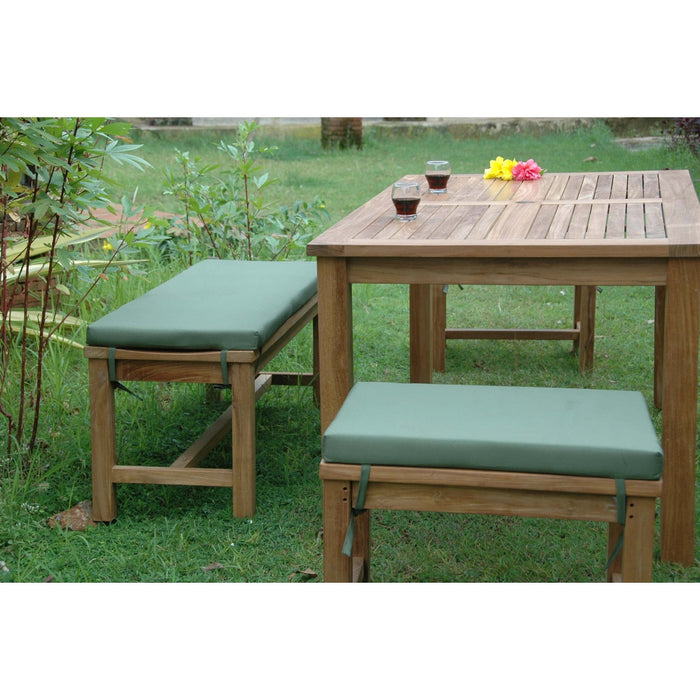 Anderson Teak Outdoor Set Anderson Teak 63″ Rectangular Dining Table Backless Bench and Backless Chair Set