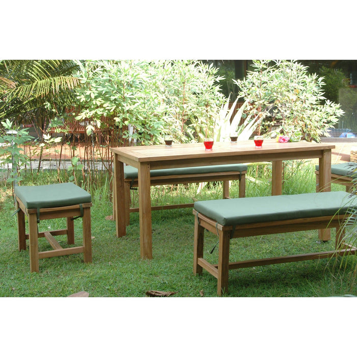 Anderson Teak Outdoor Set Anderson Teak 63″ Rectangular Dining Table Backless Bench and Backless Chair Set