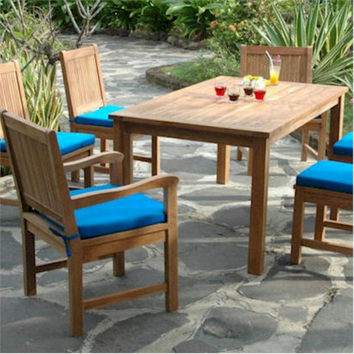 Anderson Teak Outdoor Set Anderson Teak 63″ Rectangular Dining Table Side Chair and Armchair Set