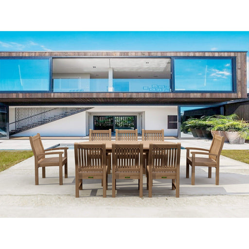 Anderson Teak Outdoor Set Anderson Teak 79″ Oval Dining Table, Dining Chair and Armchair Set