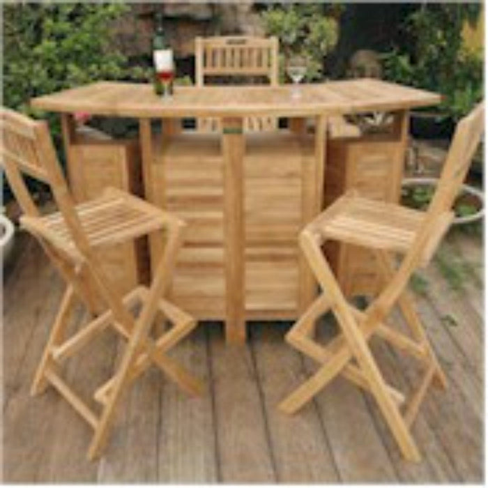 Anderson Teak Outdoor Set Anderson Teak Altavista Folding Bar Table and Folding Bar Chair Set