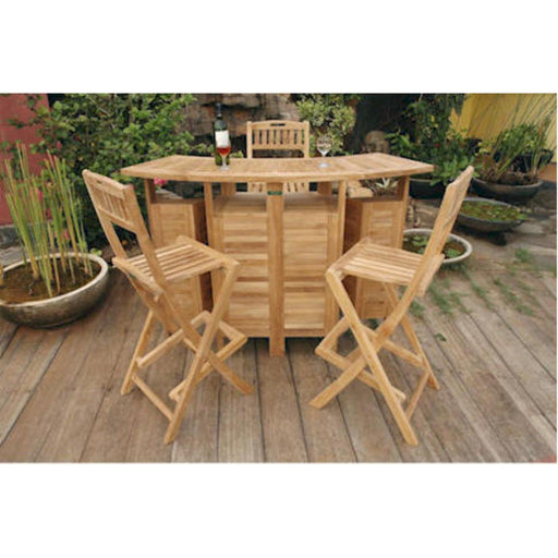 Anderson Teak Outdoor Set Anderson Teak Altavista Folding Bar Table and Folding Bar Chair Set