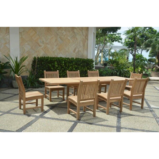 Anderson Teak Outdoor Set Anderson Teak Bahama 118″ Rectangular Dining Table and Dining Side Chair Set