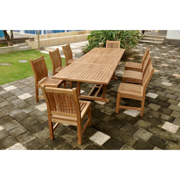 Anderson Teak Outdoor Set Anderson Teak Bahama 118″ Rectangular Dining Table and Dining Side Chair Set