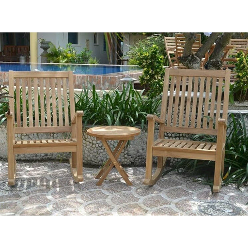 Anderson Teak Outdoor Set Anderson Teak Del-Amo Rocking Armchair and Round Side Table Set