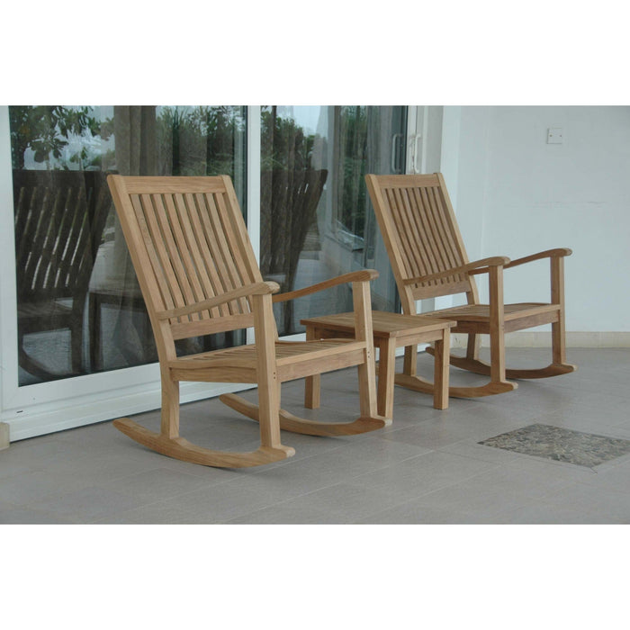 Anderson Teak Outdoor Set Anderson Teak Del-Amo Rocking Armchair and Square Side Table Set