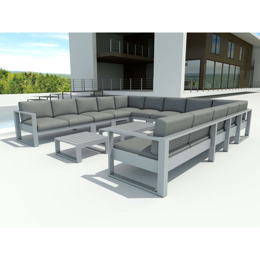 Anderson Teak Outdoor Set Anderson Teak Lucca 13pc Deep Seating Grey Lounger Set