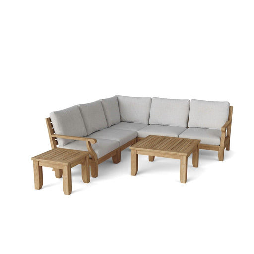 Anderson Teak Outdoor Set Anderson Teak Riviera 5pc Modular Seat, Coffee Table and Side Table Set