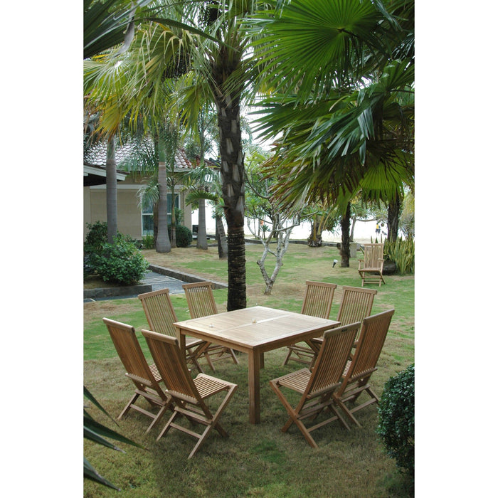 Anderson Teak Outdoor Set Anderson Teak Windsor 47″ Square Dining Table and Folding Chair Set