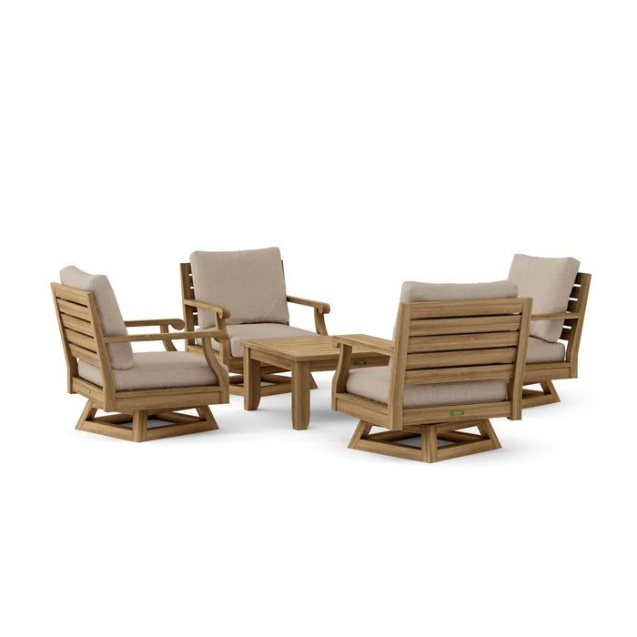 Anderson Teak Outdoor Set Ash Anderson Teak Riviera 4pc Armchair and Square Coffee Table Set