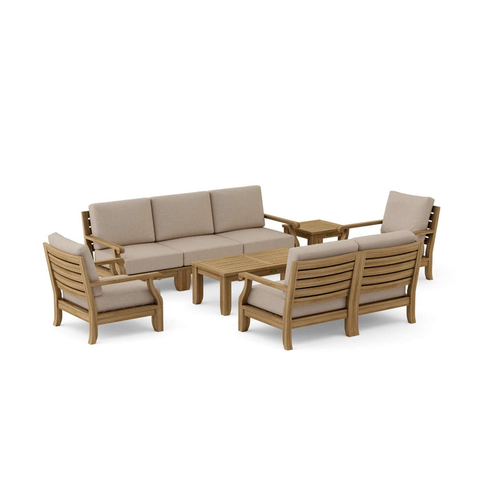 Anderson Teak Outdoor Set Ash Anderson Teak Riviera 5pc Modular Seat, Armchair, Side Table and Coffee Table Set