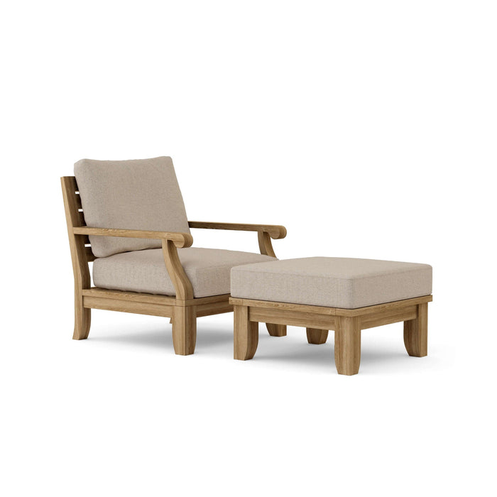 Anderson Teak Outdoor Set Ash Anderson Teak Riviera Deep Seating Armchair and Ottoman Set