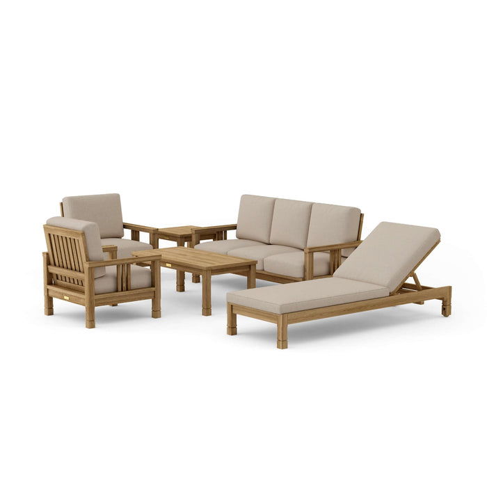 Anderson Teak Outdoor Set Ash Anderson Teak SouthBay 6pc Deep Seating with Lounger Set