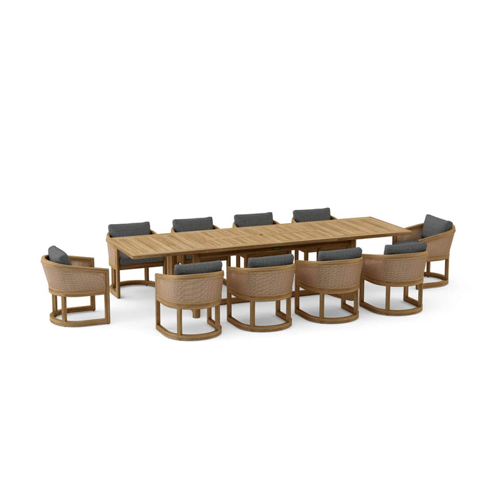 Anderson Teak Outdoor Set Charcoal Anderson Teak 11-Pc Deep Seating Catania Dining Outdoor Set