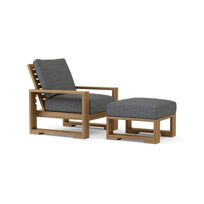 Anderson Teak Outdoor Set Charcoal Anderson Teak Capistrano Deep Seating Armchair and Ottoman Set