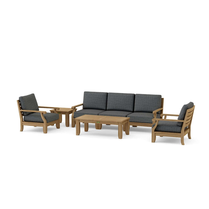 Anderson Teak Outdoor Set Charcoal Anderson Teak Riviera 3pc Modular Seat, 2 Armchair, Side Table and Coffee Table Set