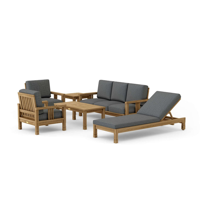 Anderson Teak Outdoor Set Charcoal Anderson Teak SouthBay 6pc Deep Seating with Lounger Set