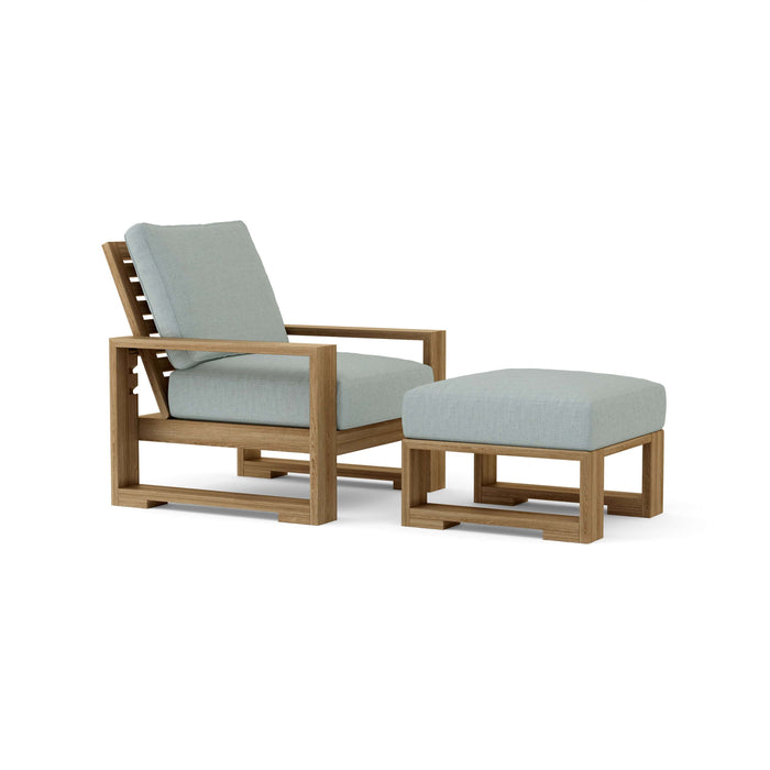 Anderson Teak Outdoor Set Mist Anderson Teak Capistrano Deep Seating Armchair and Ottoman Set