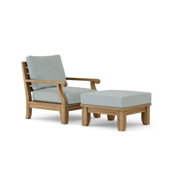 Anderson Teak Outdoor Set Mist Anderson Teak Riviera Deep Seating Armchair and Ottoman Set