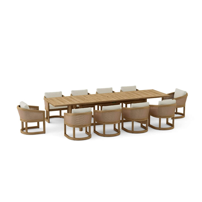 Anderson Teak Outdoor Set Natural Anderson Teak 11-Pc Deep Seating Catania Dining Outdoor Set