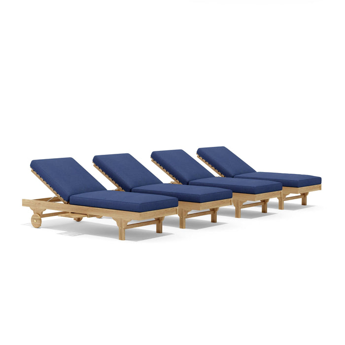 Anderson Teak Outdoor Set Navy Anderson Teak 4 pcs Capri Sun Lounger Outdoor Set