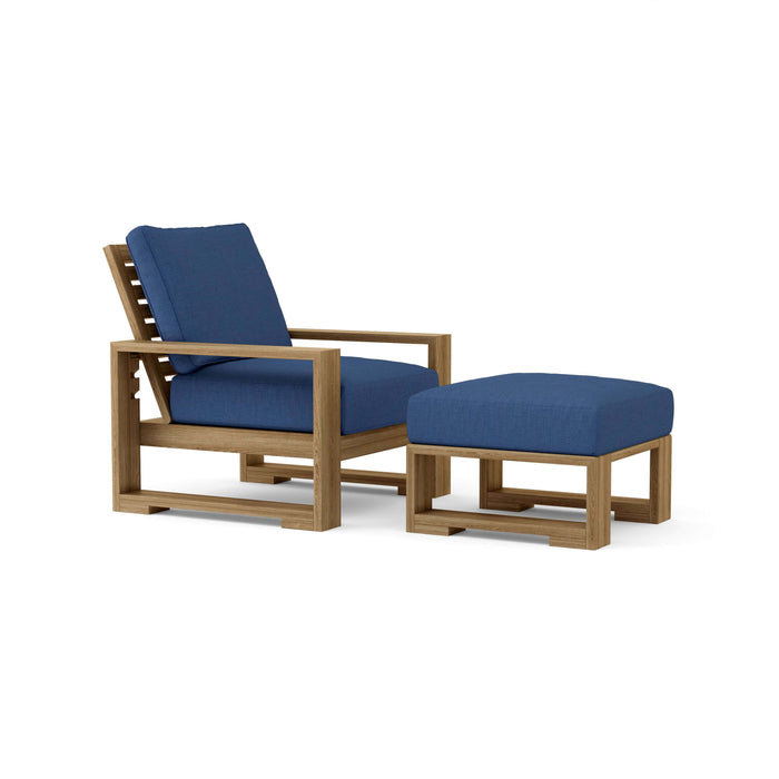 Anderson Teak Outdoor Set Navy Anderson Teak Capistrano Deep Seating Armchair and Ottoman Set