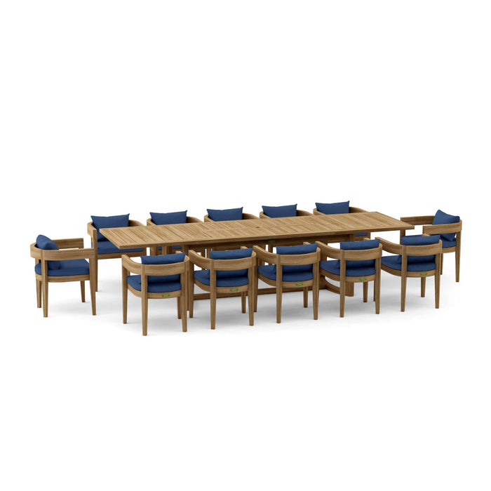 Anderson Teak Outdoor Set Navy Anderson Teak Coronado Rectangular Dining Table and Dining Chair Set